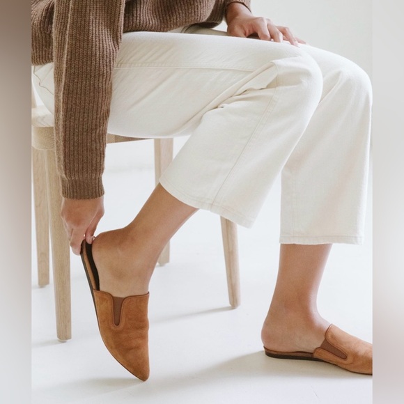 Jenni Kayne Shoes - Jenni Kayne Chic Minimalist Camel Suede Mule Flats Made in Italy Retail$395